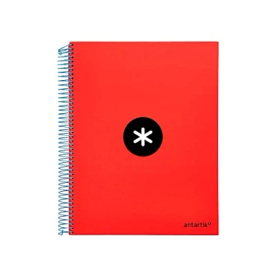Abbildung von Liderpapel Notizbuch, Spiralbindung, A4, Micro Antartik, Deckel gefüttert, 120 H 100 g, kariert 5 mm, Bänder, 4 Löcher, Rot