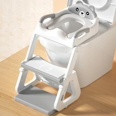 Abbildung von ITMNMNL Kinder Toilettensitz mit Treppe,WC Sitz Kinder,Toilettenleiter für Kinder,Klositz Kinder,Kindertoilettensitz,Verstellbar Toilettenaufsatz PVC Sitzkissen,für Jungen und Mädchen