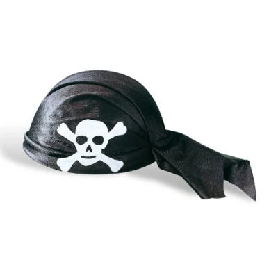 Abbildung von Metamorph Kostüm Piraten Kopftuch gebunden, Schwarzes Piratentuch zum direkt Aufsetzen