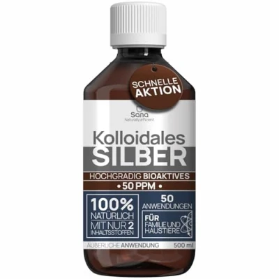 Abbildung von Kolloidales Silber 50 PPM 250 ml Premium Silberwasser Stärker als 25ppm Für Mensch, Hund &amp; Katze Carbon Neutral 100% natürlich mit 2 Zutaten