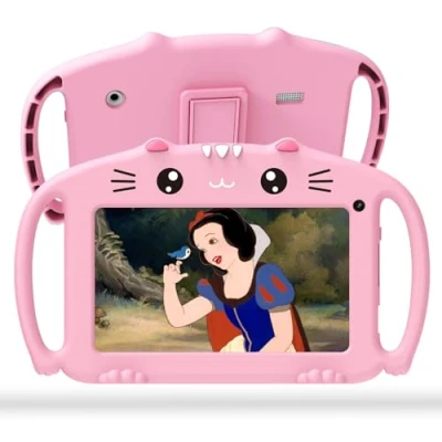 Abbildung von ascrecem Tablet für Kinder 7 Zoll Android mit WiFi Bluetooth Quad Core 2GB 32GB ROM Kindgerechte Hülle Kindertablet Vorinstallierte Bildungs APP von 3 bis 14 Jahren Mädchen Junge(Rose)