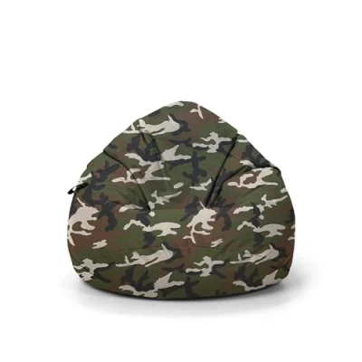 Abbildung von Nadimaideal Sitzsack Tropfenform Kastanie Bodenkissen für Kinder &amp; Erwachsene Indoor Outdoor Gaming Sitzkissen Beanbag Füllung EPS Perlen (Soldadisch, XXL Durchmesser 88 cm)