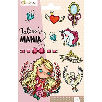 Abbildung von Avenue Mandarine CC001O Packung Tattoo Mania, ideal für Kinder ab 5 Jahren, 1 Pack, Prinzessin
