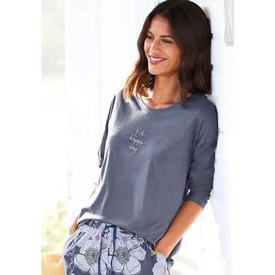 Abbildung von Lascana Langarmshirt, Damen, Größe: 44/46, Dunkelblau
