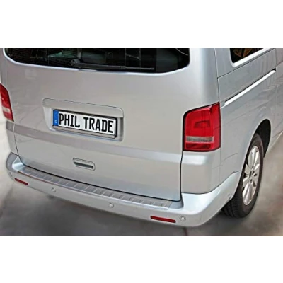 Abbildung von Ladekantenschutz Edelstahl MATT kompatibel für VW T5 T6 ab 2003 130CM mit Abkantung premium Qualität von RECAMBO