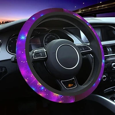 Abbildung von Lenkrad Abdeckung 38cm, Lila Glitzer Lenkradbezug Bequem Lenkradschoner Weich Steering Für Auto, Die Meisten Autos