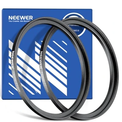 Abbildung von NEEWER 72 77mm Step Up Adapterring (2er Pack) mit Reinigungstuch, ultraschlanker Objektivfilter aus Aluminiumlegierung für 72mm Kameraobjektive zur Verwendung von Filtern