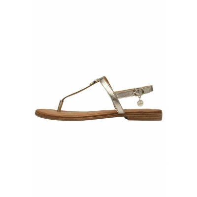 Abbildung von s.Oliver Damen Sandalen flach aus Leder Zehentrenner, Beige (Platinum), 40 EU