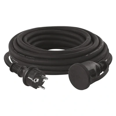 Abbildung von EMOS IP44 Verlängerungskabel 10m 1 Schuko Steckdose wasserdicht, schlagfest, temperatur &amp; ölbeständig 230 V, 16 A, 3680 W Gummi Isolierung H07RN F3G 1,5 mm2 für Außenbereich schwarz