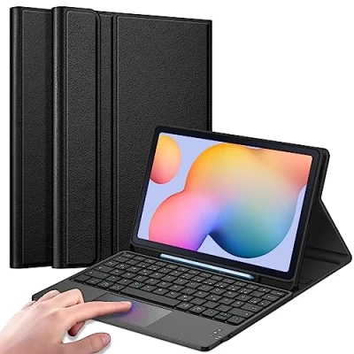 Abbildung von Fintie Tastatur Hülle für Samsung Galaxy Tab S6 Lite 10,4 Zoll 2024/2022/2020 Tablet mit Magnetisch Abnehmbarer Deutscher und Touchpad Keyboard, Schwarz