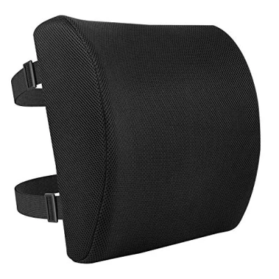Abbildung von Amazon Basics Rechteckig Rückenstützkissen mit Memoryschaum, Schwarz, 32.9 cm x 32 10