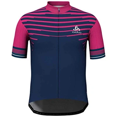 Abbildung von Odlo Herren Stehkragen S/S Full Reißverschluss Zeroweight Trikot, Rote Beete lila Estate blau, XXL