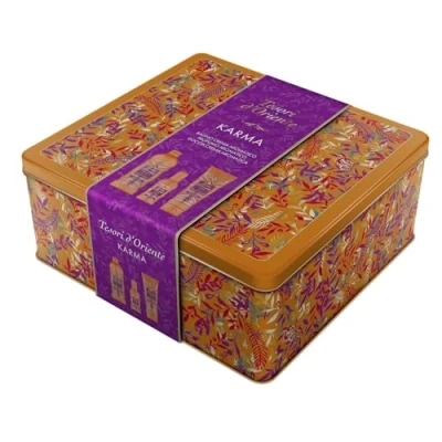 Abbildung von Tesori d&#039;Oriente Geschenk Set, Duschgel 500 ml, Dusche 250 ml und aromatischer Duft 100 Karma Duft, Geschenkbox, Dose
