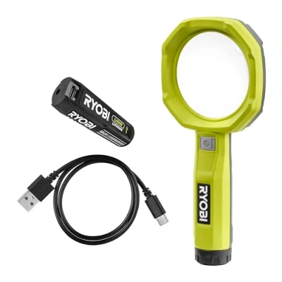 Abbildung von RYOBI 4 V USB Lithium Akku Lupenleuchte RML4 120G, 240 Lumen, inkl. 1 x 2,0 Ah und Ladegerät