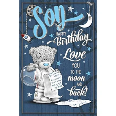 Abbildung von Me to You ASM01109 Geburtstagskarte für Sohn mit Mond und Rücken, gemischt, Größe: 15,2 x 22,9 cm