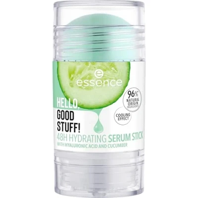 Abbildung von essence HELLO, GOOD STUFF! 48H HYDRATING SERUM STICK, Gesichtsserum, Transparent, feuchtigkeitsspendend, kühlend, erfrischend, vegan, ölfrei, ohne Parabene, Mikroplastikpartikel, 1er Pack (30g)