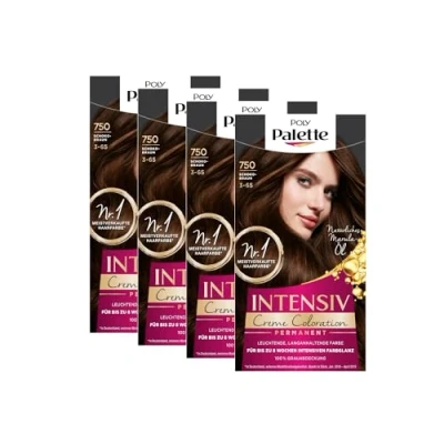 Abbildung von Palette Intensiv Creme Coloration 3 65/750 Schokobraun Stufe (4 x 115 ml), Permanente Haarfarbe für bis zu 8 Wochen intensiven Farbglanz &amp; 100% Grauabdeckung