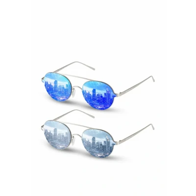 Abbildung von UrbanSky Runde Doppelsteg Sonnenbrille Henry 2er Pack Herren und Damen verspiegelt (Cool)