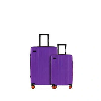 Abbildung von ETERNITIVE Hartschalenkoffer Set Klein und Mittel I Rollkoffer aus ABS Größe: 55cm &amp; 65,5 cm Reisekoffer mit 4 Rollen 360 Handgepäck 37L 60L Trolley TSA Schloss Lila