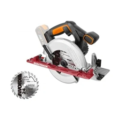 Abbildung von Worx Akku Handkreissäge &quot;WX530.9&quot;, Absaug Adapter, Gehrungschnitt, 165 mm Sägeblatt, ohne Akku&amp;Ladegerät
