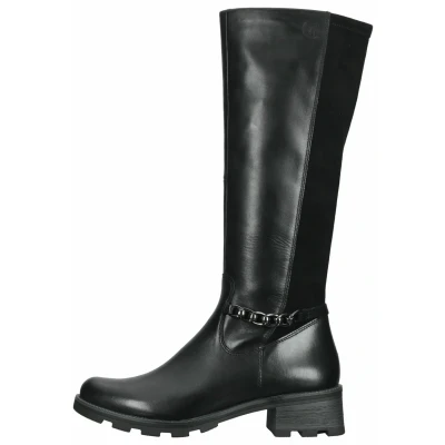 Abbildung von CAPRICE Damen Hohe Stiefel ohne Absatz Airmotion aus Leder bis zum Knie Weite G, Schwarz (Black Comb), 37 EU