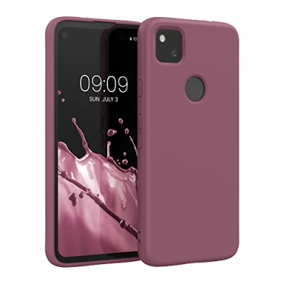 Abbildung von kwmobile Hülle kompatibel mit Google Pixel 4a gummierte TPU Silikon Handyhülle Schutzhülle für kabelloses Laden Case in Dark Rose