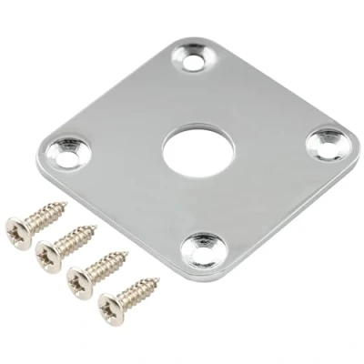 Abbildung von Musiclily Pro Metall Flat Bottom Klinkenbuchsenplatte Square Jack Plate für Epiphone USA Les Paul Style Gitarre, Chrom