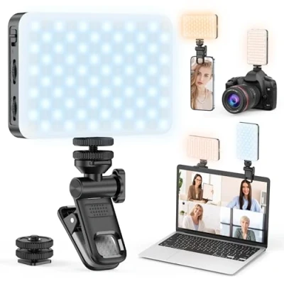 Abbildung von 120 LED Selfie Licht, 3 Lichtmodi Handy Licht mit Clip, Tragbares Beauty für Handy, Kamera Eingebauten Akkus &amp; Kompakt Mobiltelefon, Zoom Treffen, Video Anrufe, Laptop, YouTube