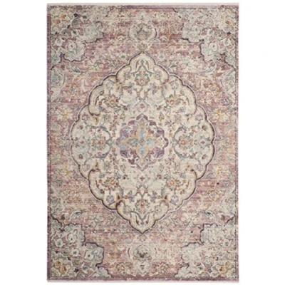 Abbildung von SAFAVIEH Traditionell Teppich für Wohnzimmer, Esszimmer, Schlafzimmer Illusion Collection, Kurzer Flor, Creme und Rose, 91 X 152 cm
