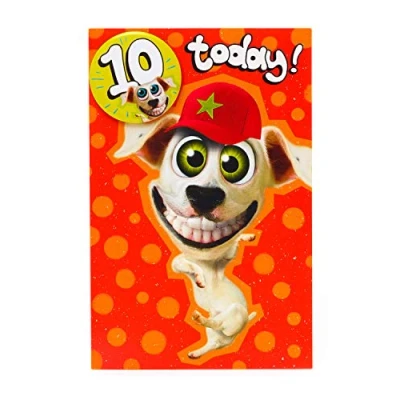 Abbildung von UK Greetings Geburtstagskarte zum 10. Geburtstag für Ihn/Freund Wacky Dog Design