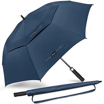 Abbildung von NINEMAX Regenschirm Groß Sturmfest,Golf Stockschirm XL Automatik Auf,62 Inch für Herren Damen,Doppelt üBerdachung BelüFtet(Marineblau)