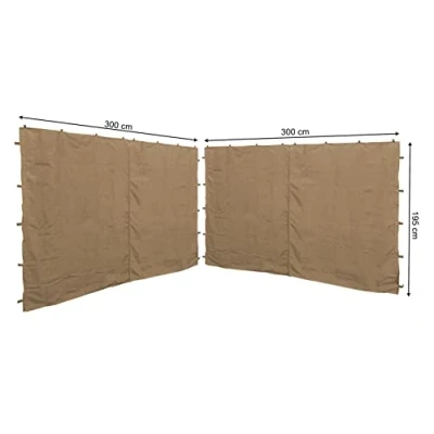 Abbildung von QUICK STAR 2 Seitenteile mit RV 300x195cm für Pavillons 3x3m Seitenwand Beige RAL 1001