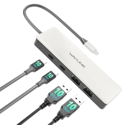 Abbildung von USB C Hub, WAVLINK 10Gbps 2 3.2 Anschlüsse, A Kompatibel für iMac/MacBook/Chromebook/Dell/HP/Lenovo (unterstützt Nicht das Aufladen/Erweitern des Monitors)