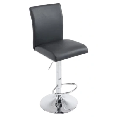 Abbildung von CLP Barhocker Köln Kunstleder I Barstuhl Mit Lehne Und Fußstütze Höhenverstellbar Metallgestell In Chrom Optik Vielen Farben, Farbe:schwarz
