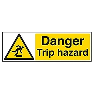 Abbildung von vsafety 63029bj r &quot;Gefahr Trip Hazard&quot; Achtung Allgemeine Zeichen, starrer Kunststoff, Landschaft, 450 mm x 150 mm, schwarz/gelb