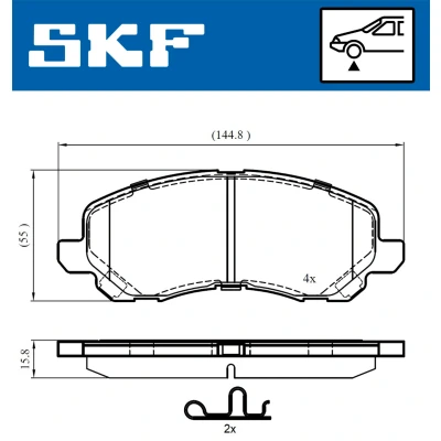 Abbildung von SKF VKBP 80169 A Bremsbelagsatz mit akustischer Verschleißwarnung MITSUBISHI: ASX SUV, OUTLANDER 3, Lancer 8 Limousine