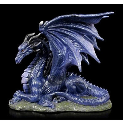 Abbildung von Figuren Shop GmbH Dunkelblaue Drachen Fantasy Figur Midnight Dragon Fantastische Kreatur, Gothic Dekofigur, Deko Artikel, Skulptur, Statue, H 18 cm