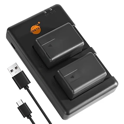 Abbildung von DSTE 2PCS VW VBT190 (2300mAh/3.7V) Batterie Ladegerät Compatible für Panasonic HC V270,HC V380,HC V510,HC V520,HC V520M,HC V530,HC V550,HC V550M,HC V710,HC V720,HC V720M,HC V727,HC V730