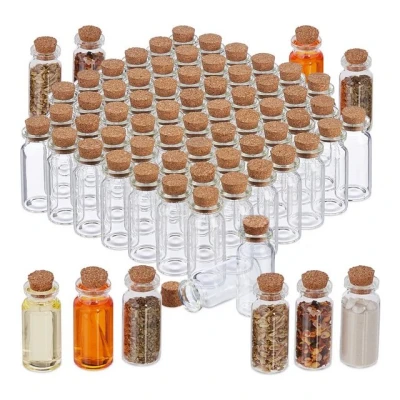 Abbildung von relaxdays Deko Glas Mini Glasflaschen mit Korken 72er Set