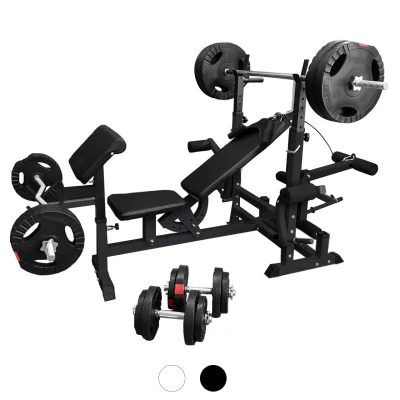 Abbildung von GORILLA SPORTS Hantelbank inkl. 100kg Hantelset, Ablage Trainingsbank, Gewichten, Kraftstation