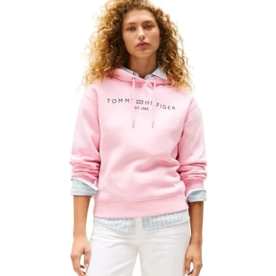 Abbildung von Tommy Hilfiger Damen Hoodie mit Logo, Rosa (Classic Pink), 3XL