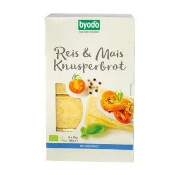 Abbildung von Byodo Bio Reis &amp; Mais Knusperbrot, Glutenfrei, Vegan, 2 x 160 gr Pack Natürliches Puffreis Snackbrot, Perfekt für Frühstück Snack, zertifiziert