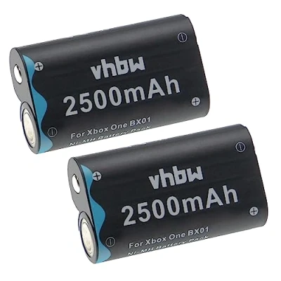 Abbildung von vhbw 2X Akku kompatibel mit Microsoft Xbox One, One S, X, Elite Controller (2500mAh, 2,4V, NiMH)