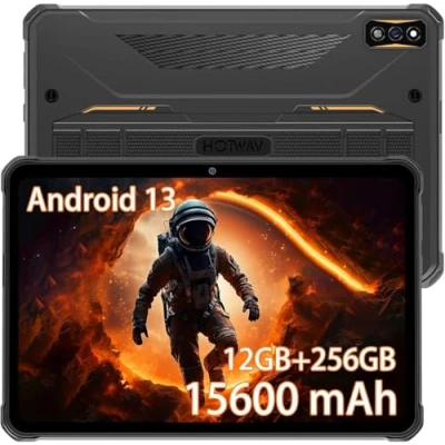 Abbildung von HOTWAV R7 Outdoor Tablet 10.1 Zoll HD+, 12GB(6GB+6GB) RAM+256GB ROM(2TB Erweiterbar) 15600mAh Akku Octa Core Android 13, 16MP Kamera IP68 Wasserdicht PC Dual SIM 4G LTE/5G WiFi/GPS/OTG