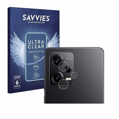 Abbildung von Savvies 6 Stück Schutzfolie für Xiaomi Redmi Note 12 Pro 5G (NUR Kameraschutz) Displayschutz Folie Ultra Transparent