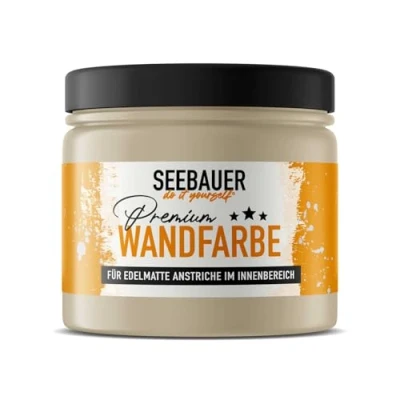 Abbildung von SEEBAUER diy Wandfarbe Braun 300ML für Innen (No. 638 Mace Flower) Edelmatte Innenfarbe Sandbeige Brauntöne sehr hohe Deckkraft Matt, Abwaschbar und Tropffrei