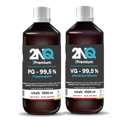 Abbildung von 2NQ Glycerin (VG) + Propylenglykol (PG) Set 99,5% 2 x 1 L Pharmaqualität, vegan &amp; palmölfrei Made in Germany