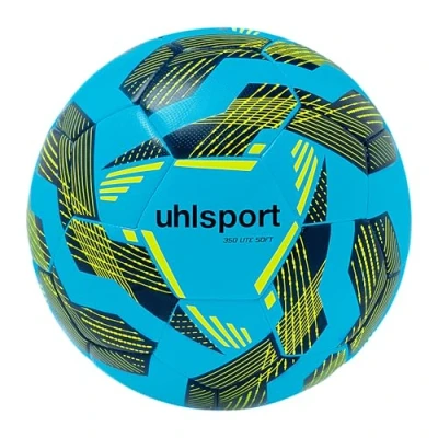 Abbildung von uhlsport Fußball für Kinder LITE Soft 350 Junior Trainingsball zwischen 10 und 12 Jahren Leichter Kinder, eisblau/Marine/Fluo gelb
