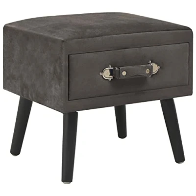 Abbildung von vidaXL Nachttisch mit 1 Schublade Nachtschrank Nachtkonsole Nachtkommode Schlafzimmer Kommode Schrank Beistelltisch Beistellschrank Grau Samt 40x35x40cm