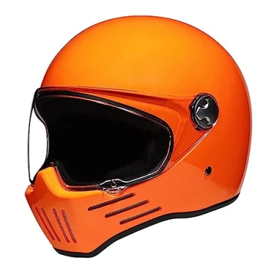 Abbildung von Woljay Vintage Integralhelm Motorradhelm Motorrad Helm Helme Jet Moto Cruiser Scooter Unisex Erwachsene DOT / ECE genehmigt (M,Orange)